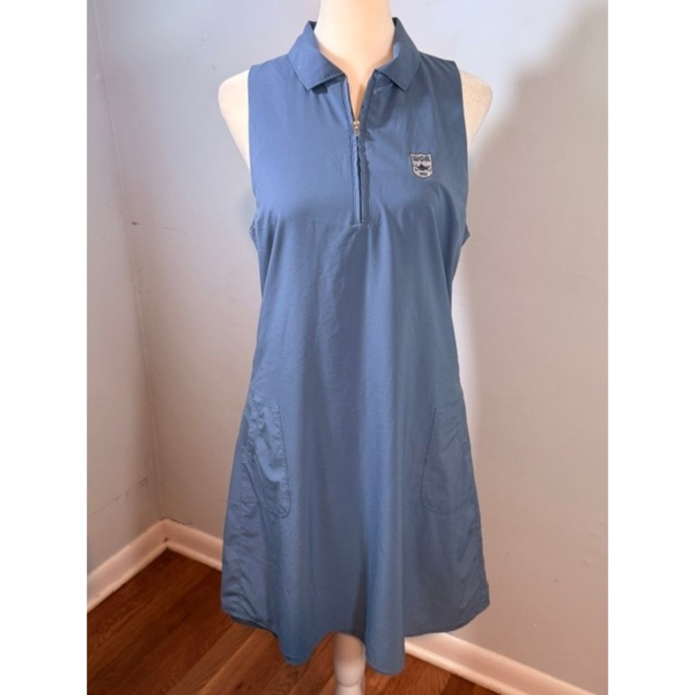Peter Millar Golf Dress M Steel Blue UPF 50+ Quarter Zip WGA 1899 Pockets